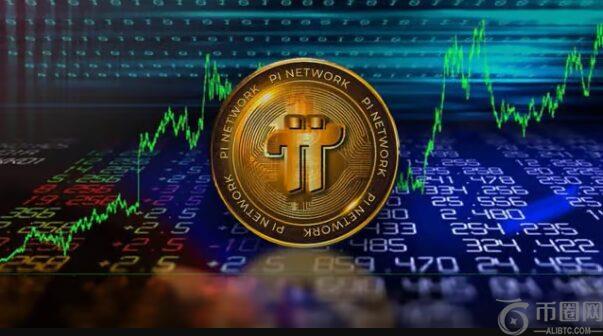Pi Network coin against digital chart background showing upward price movement