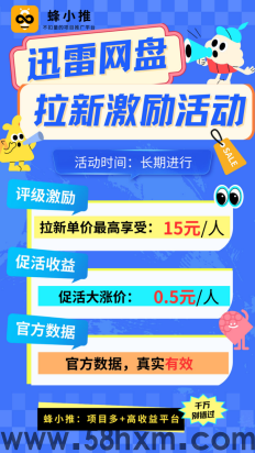 【蜂小推】流量变现！迅雷网盘拉新解锁互联网赚米密码