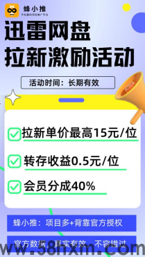 【蜂小推】打工人必看！迅雷网盘拉新搞钱，比加班靠谱